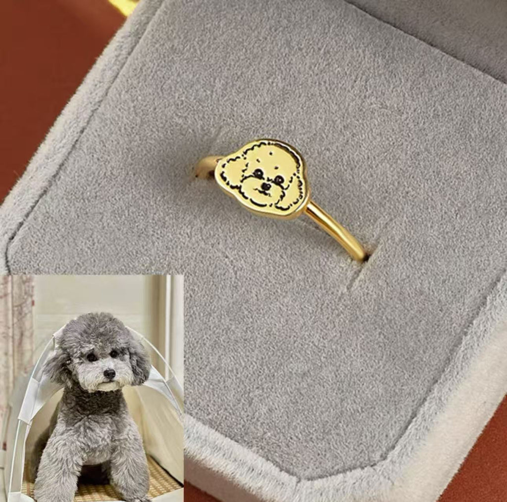 Custom One Pet Portrait Band Ring
