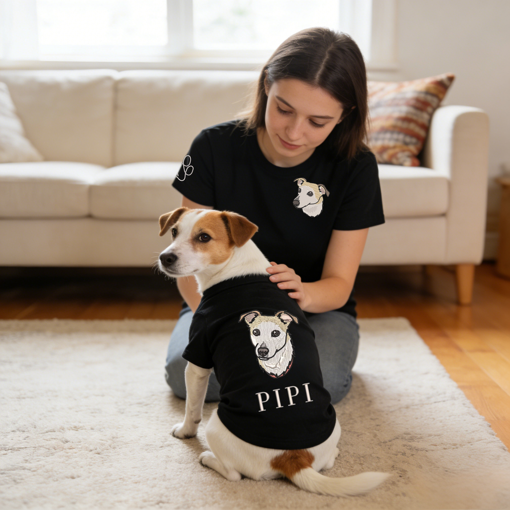 Custom Heat Press Print Human and Pet Matching T-Shirt