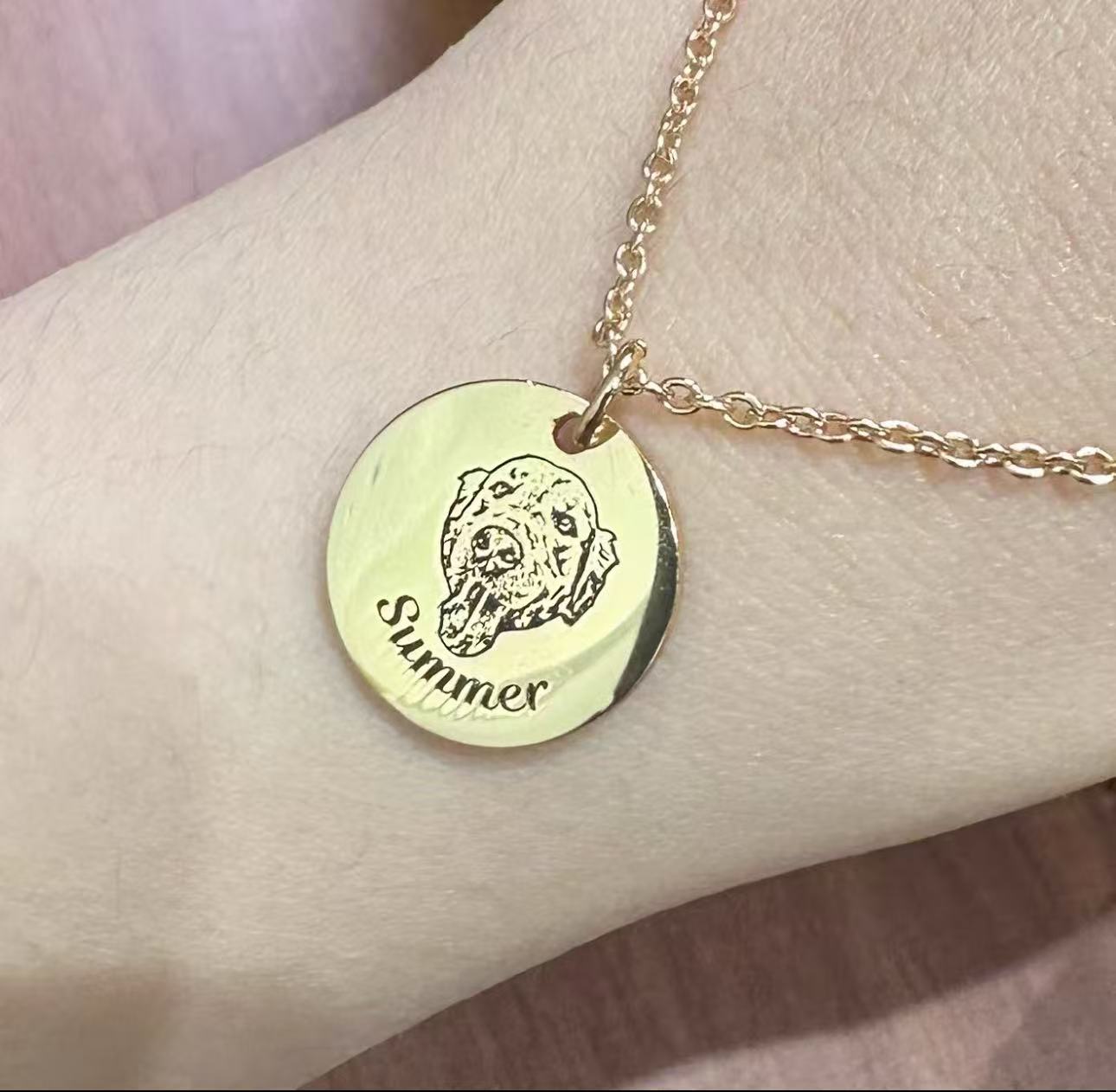 Engraved Disc Necklace