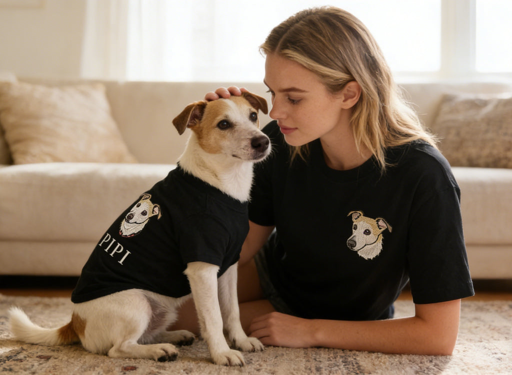 Custom Heat Press Print Human and Pet Matching T-Shirt