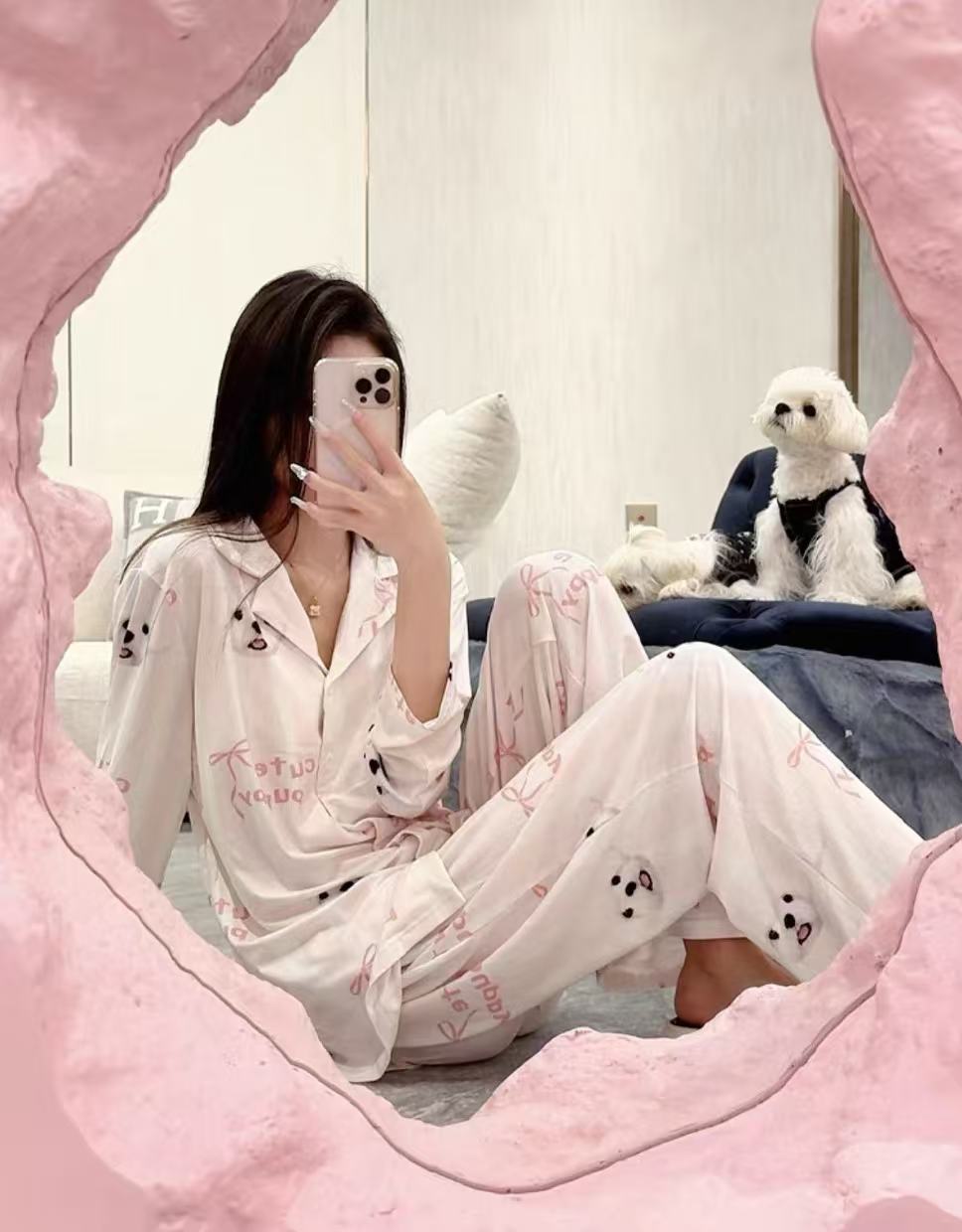 Custom Pet Photo Portrait Milk Silk Pyjamas
