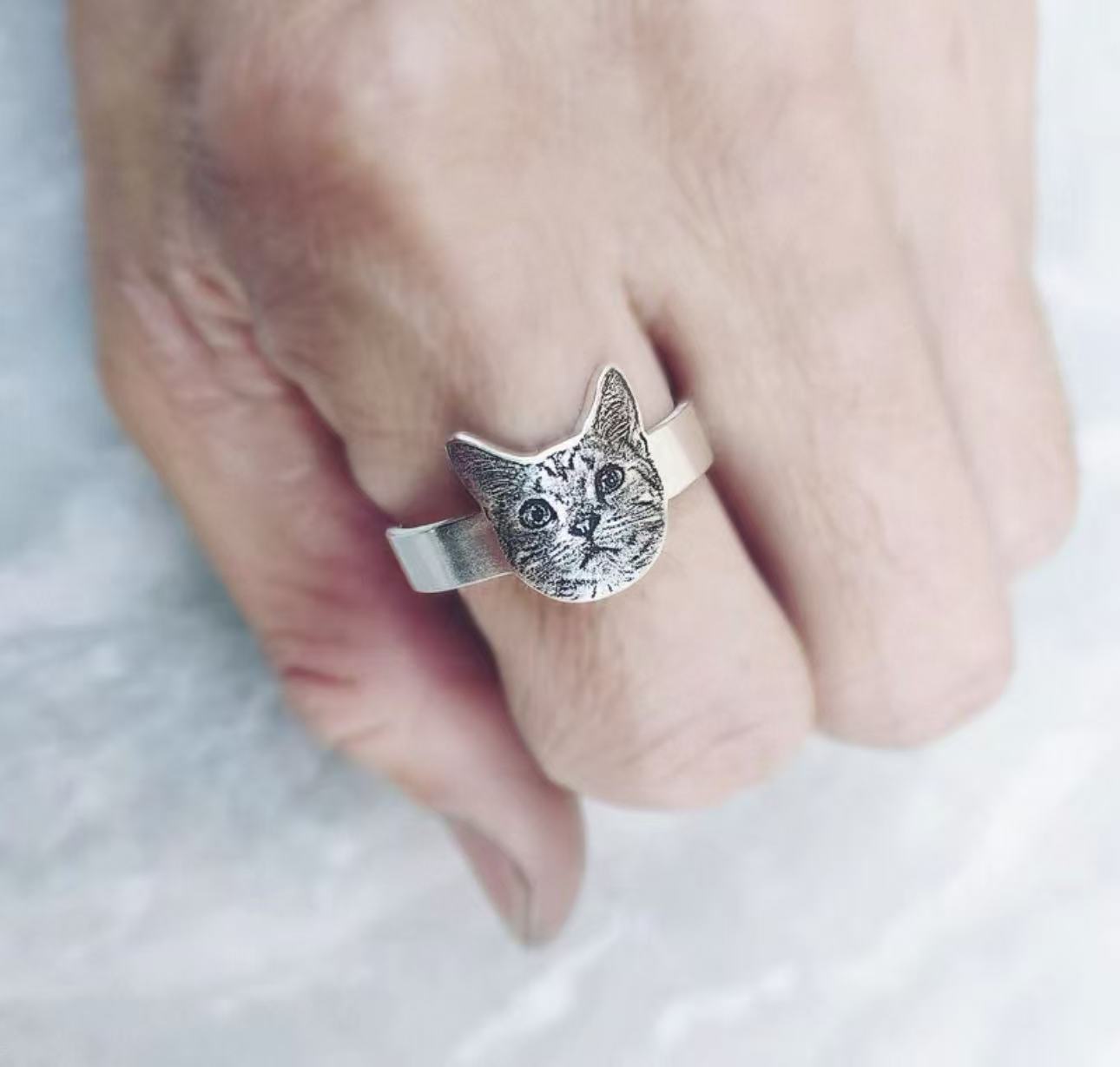 Custom One Pet Portrait Band Ring