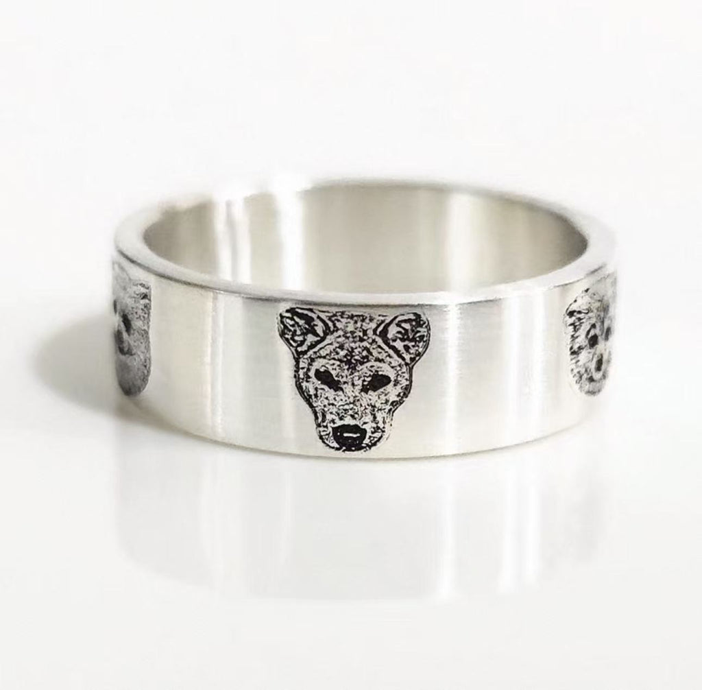 Custom One Pet Portrait Band Ring