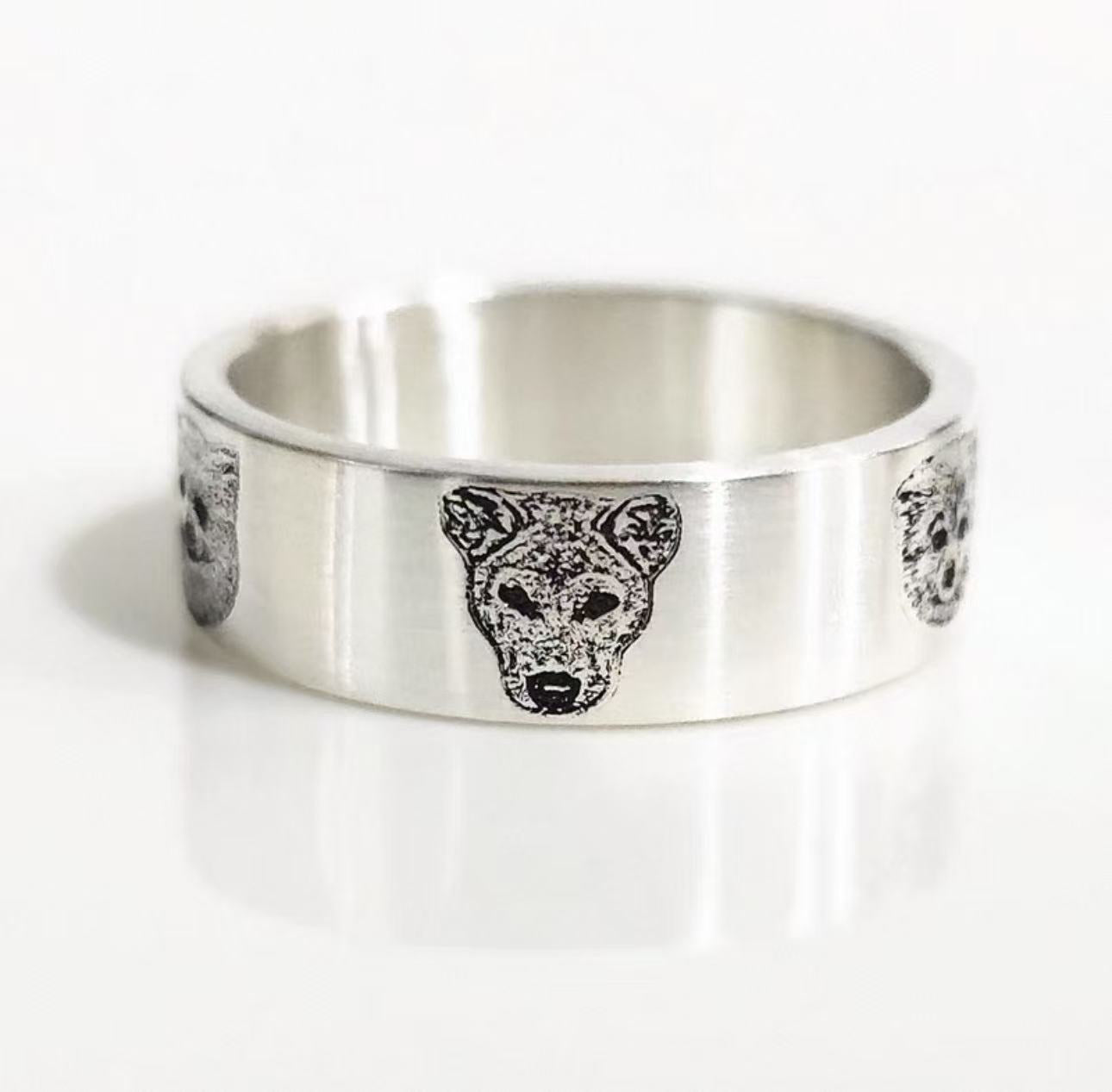 Custom One Pet Portrait Band Ring